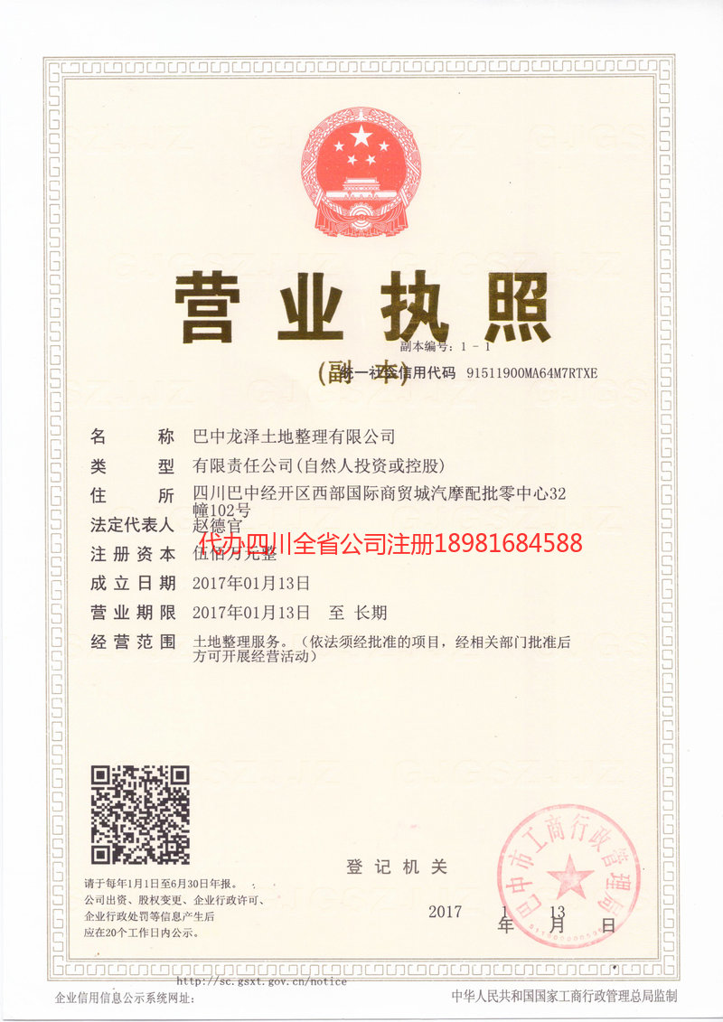 营山营山龙泽土地整理有限公司